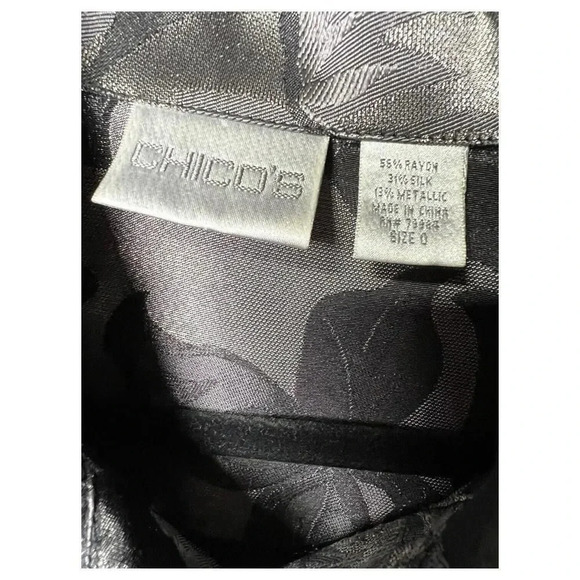 Chicos Jacket Silk Shacket Jacket Sz 0 Gray Pewter Shimmer Textured Button Down - Picture 5 of 9